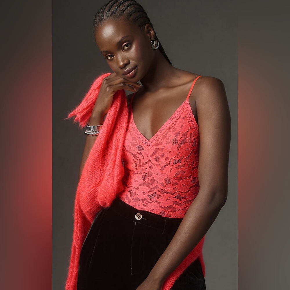 Anthropologie Sabrina V-Neck Lace Bodysuit